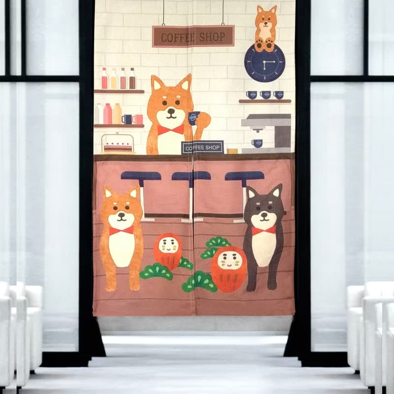 門簾 窗簾 柴犬咖啡廳