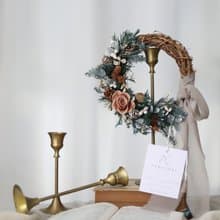 冬季浪漫聖誕花圈 奶茶 / 聖誕 花禮 永生花不凋花 乾燥花