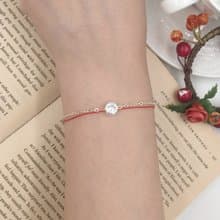 鍊繩款 純銀 銀包鑲鑽 紅線 手鍊 銀飾 紅繩 手繩 極簡 單鑽 圓鑽