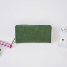 【禮盒】魅力真皮拉鍊長夾 X8122 綠V
