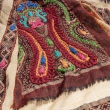 喀什米爾Cashmere/水煮羊毛披肩/針織圍巾/刺繡圍巾/羊絨披巾-花