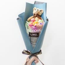 棒棒糖5支+棕色小熊 生日 情人節 畢業迷你花束 C004 畢業 生日