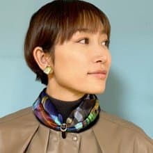 50cm角_silkscarf_マルチカラーカメラ柄のシルクスカーフChristalART