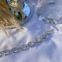 七月葉金工 /Heart愛心重磅OT扣手鍊 /925純銀手鍊