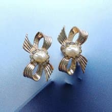 Vintage Jewelry 西洋古董飾品 CORO 可愛蝴蝶結緞帶 栓式耳環