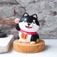 狗來富 招財柴犬公仔擺飾  黑柴犬 寵物雕刻療癒小木雕