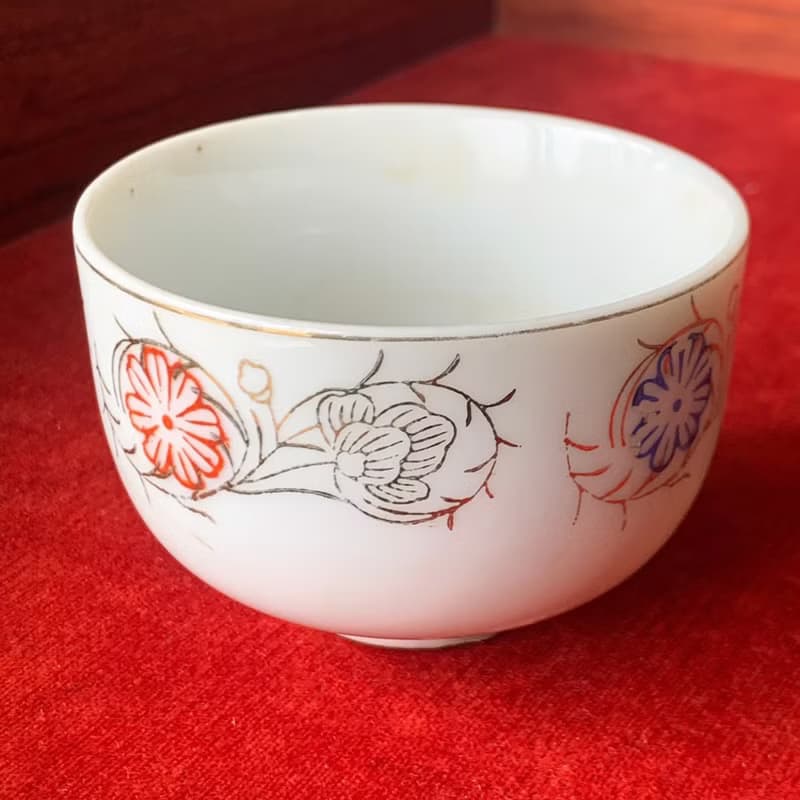日本 小島號造繪描金邊花朵杯 │ 昭和時期  懷舊  復古文青