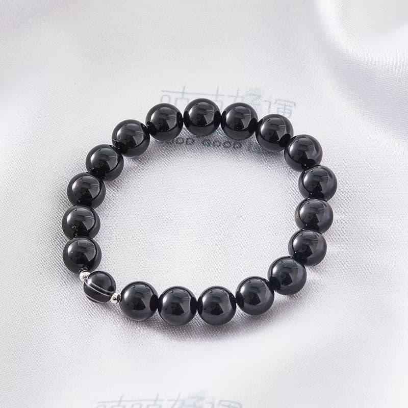 黑曜石眼男士手鍊、(含開光)釋放負能量、避邪、化煞、轉運、聚財