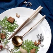 創意六角餐具組 玫瑰金系列 ( 亞麻白、珊瑚紅)