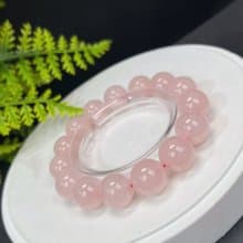 天然粉晶手串14mm冰透圓珠粉色水晶手環女單圈改善人際關系吸引力