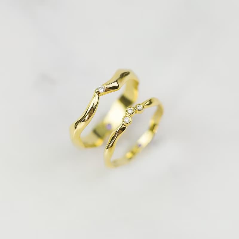 【荆棘】18K實金結婚戒指, 情侶對戒 - MEAS 102AB