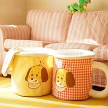 小布靈靈 80s復古昭和小狗收納筐 刺繡布藝髒衣婁