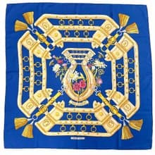 【日本直送 中古美品】エルメス HERMES スカーフ カレ 90 大判スカーフ 正方形 AUX CHAMPS フィールドへ フラワー タッセル シルク