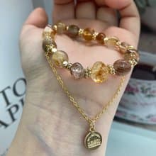 大地色招財系列 黃水晶、銅髮晶、金鈦晶配可拆式配鏈/吊飾