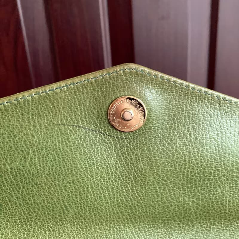 Salvatore Ferragamo 綠色荔枝紋真皮 義大利製 梯形 古董包
