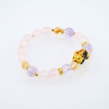 寶麗金珠寶-黃金溫感貔貅粉晶造型手鍊