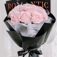 粉玫瑰花束/香皂花花束/生日花束/情人節花束/告白花束/女友花束