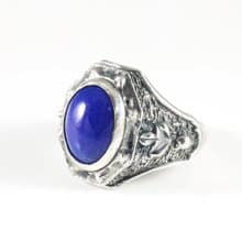 砂岩紋理純銀戒指 - 青金石.S925銀 - 磐礫坤靈系列