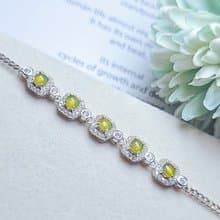 |招財檸檬黃|A貨翡翠冰玻黃翡起剛4mm純銀鍍18k多顆手鏈