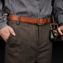 真皮純牛皮腰帶 手工製作男士皮帶 銅針扣 美式復古