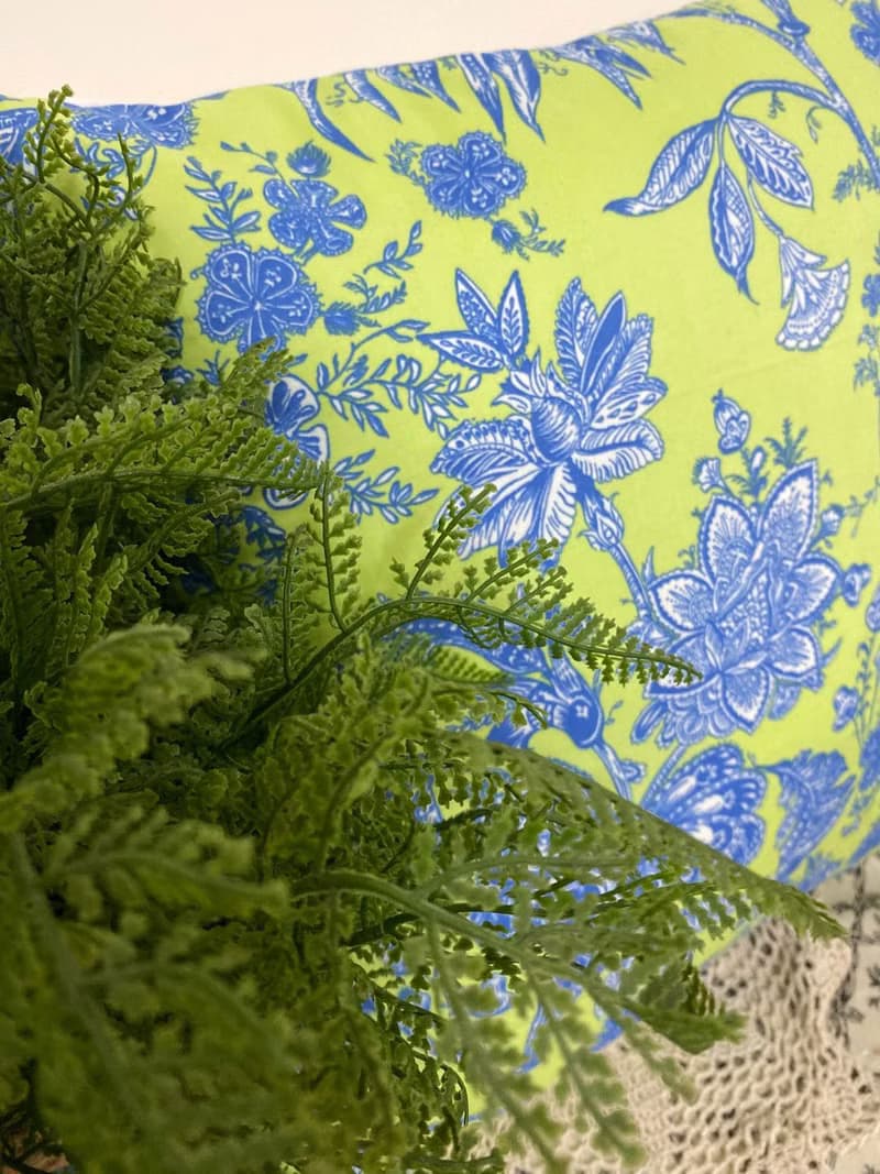 北歐風格黃色簡約彩藍色花圖案抱枕靠枕靠墊枕套