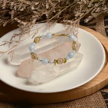 【神山晶礦】海藍寶橄欖鈦晶藍紋瑪瑙手鍊/海藍寶/橄欖石/鈦晶