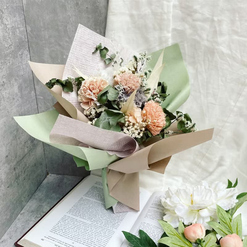 【康乃馨永生花束】我的好友媽媽—開放前進型|永生花束|乾燥花束