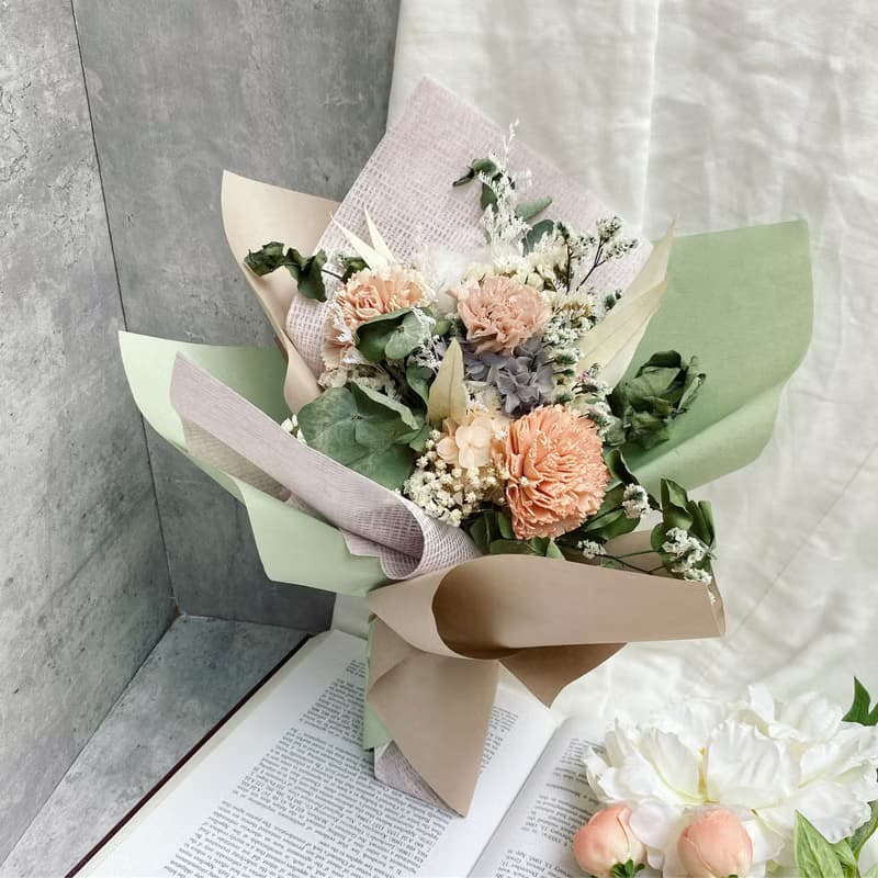 【康乃馨永生花束】我的好友媽媽—開放前進型|永生花束|乾燥花束