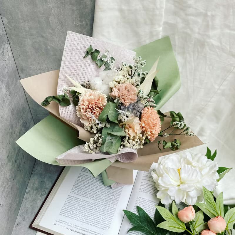 【康乃馨永生花束】我的好友媽媽—開放前進型|永生花束|乾燥花束