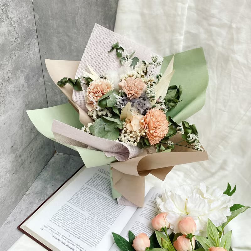 【康乃馨永生花束】我的好友媽媽—開放前進型|永生花束|乾燥花束