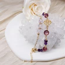 紫語花映。紫鋰雲母 紫水晶 薰衣草紫水晶 水晶手鍊 雙圈