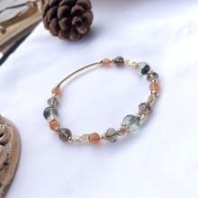 綠幽靈、金太陽、茶晶 天然石手鍊