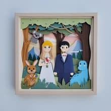 Special custom papercut frame : wedding day theme.