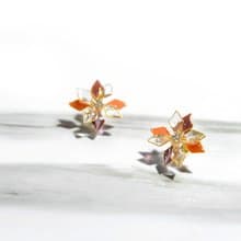 耳針x耳夾水晶花_雪花(磚橘色系)_光點飾品