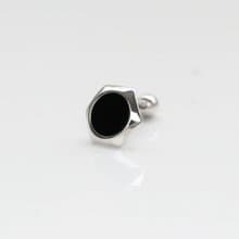 14K 六角黑瑪瑙鎖珠耳環_P2996 (單個)