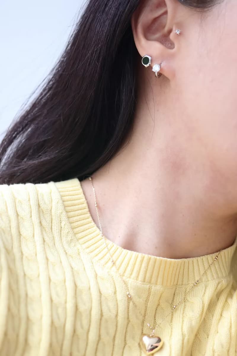 14K 六角黑瑪瑙鎖珠耳環_P2996 (單個)