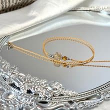 財富/雙圈蠟線祈願開運水晶手鍊 - 醫療鋼配飾/鈦晶方糖/虎眼石