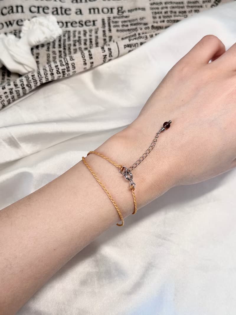 財富/雙圈蠟線祈願開運水晶手鍊 - 醫療鋼配飾/鈦晶方糖/虎眼石