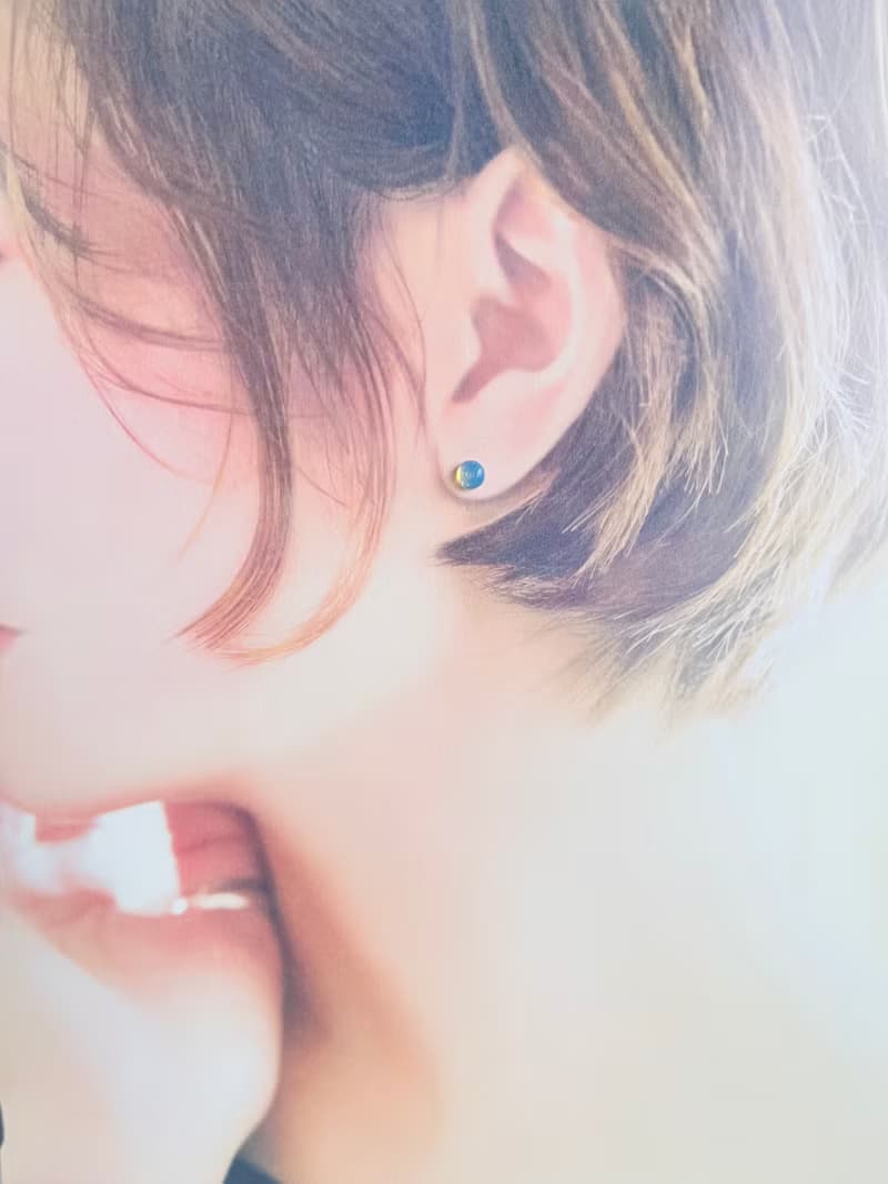 天然石/オパールの一粒ピアス/パワーストーン/一粒ピアス/サージカルステンレス/一粒/シンプル/アレルギー対応/オパール/ノンホールピアス/誕生石