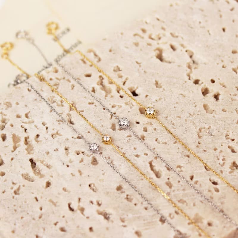 【蜜糖水果塔】18K金 單鑽手鍊 鑽石手鍊 白金/金/玫瑰金