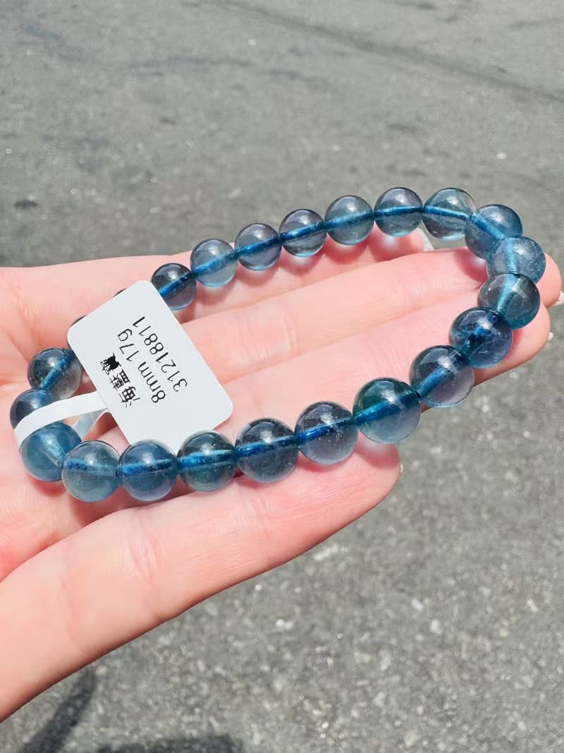 精品濃色海藍海藍寶水晶8mm17g平衡情緒減緩壓力提高溝通