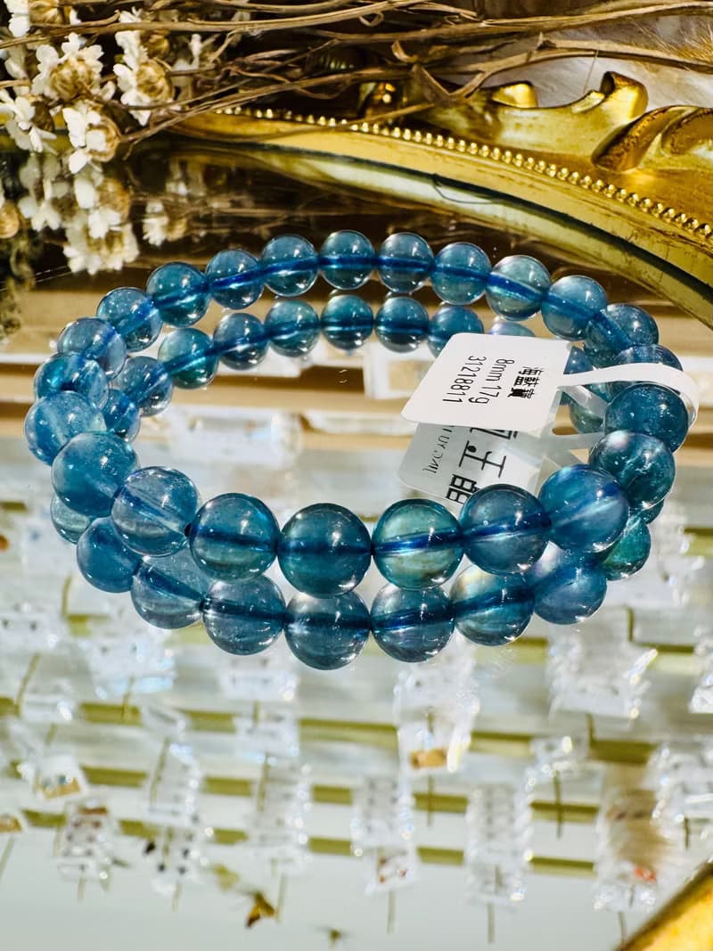 精品濃色海藍海藍寶水晶8mm17g平衡情緒減緩壓力提高溝通