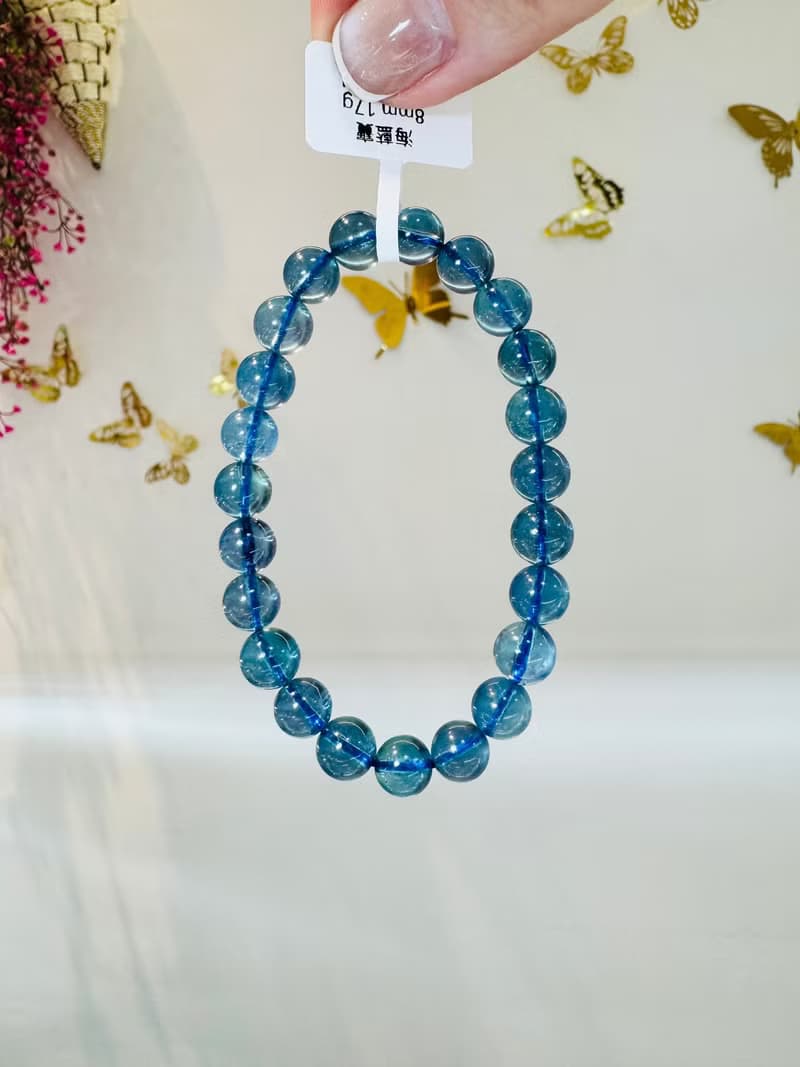 精品濃色海藍海藍寶水晶8mm17g平衡情緒減緩壓力提高溝通
