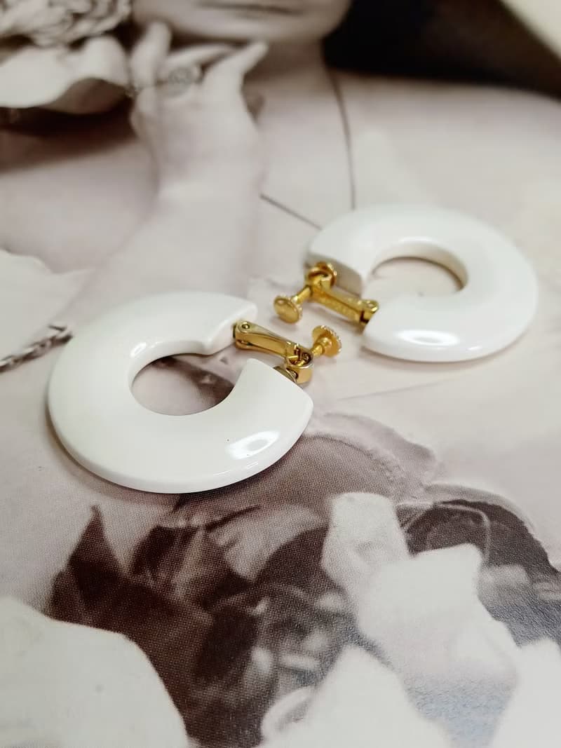 vintage jewelry  NAPIER 古董賽珞珞 環形夾式耳環
