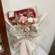 【永生花束】鮭魚粉 奶茶色 告白花束 情人節花束 畢業花束 紀念