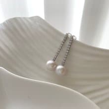 天然海水珍珠 S925銀款 鋯石 鑲嵌 流蘇 耳飾