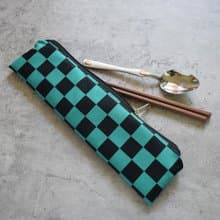 外出餐具組(筷袋+筷子+湯匙)_棋盤格