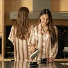Vana Satin Pajamas : Orange stripes