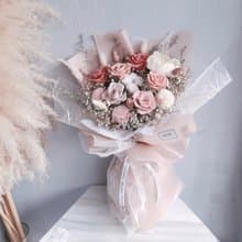 柔霧粉永生花束