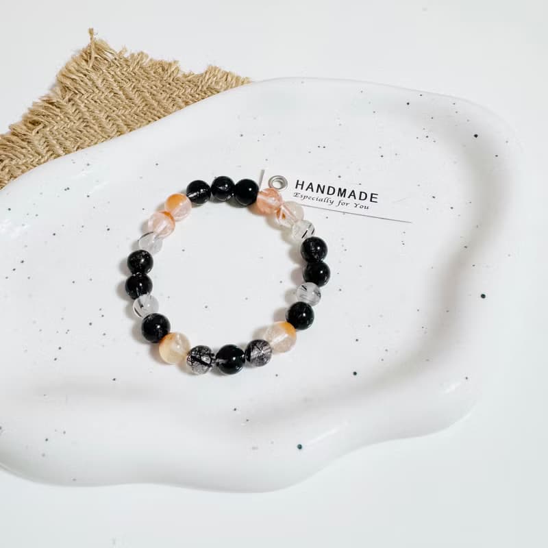 紅兔毛水晶黑髮晶手鏈組合/開運招財/水晶療癒/母親節禮物/送禮